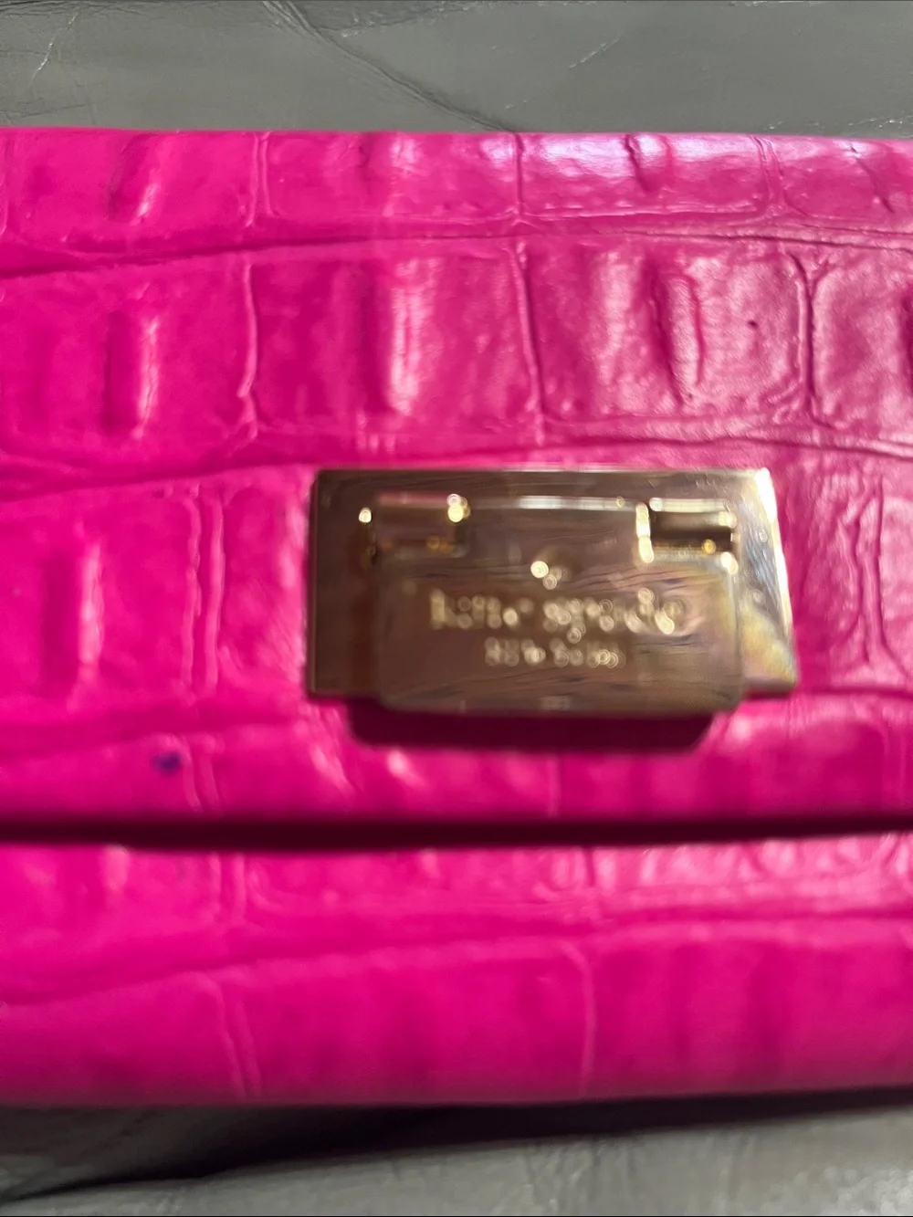 Kate Spade Hot Pink Croc-Embossed Leather Wallet